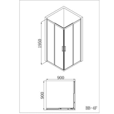 Milano Shower Cubicle 900*900*1950 Matte Black (Bb-4F)-Square  Made In China